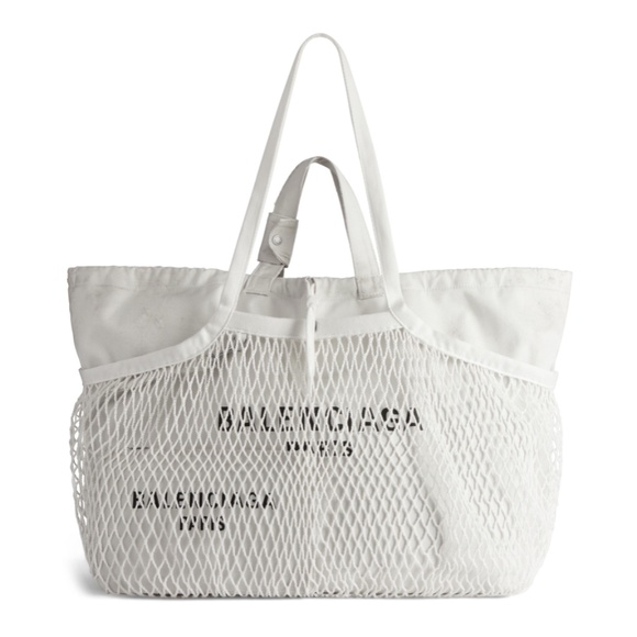 Balenciaga 24/7 Large Tote Shopper Bag Mesh Pouch White NWT - Picture 1 of 17